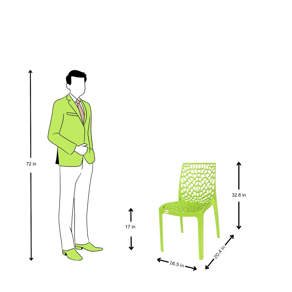 Settle Emperor Armless Plastic Chair - Light Green_2