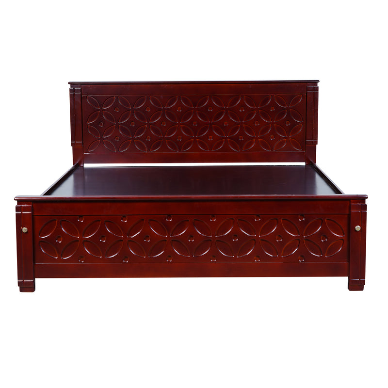 Settle Geneva Wooden Bed King Size - Light Walnut Finish
