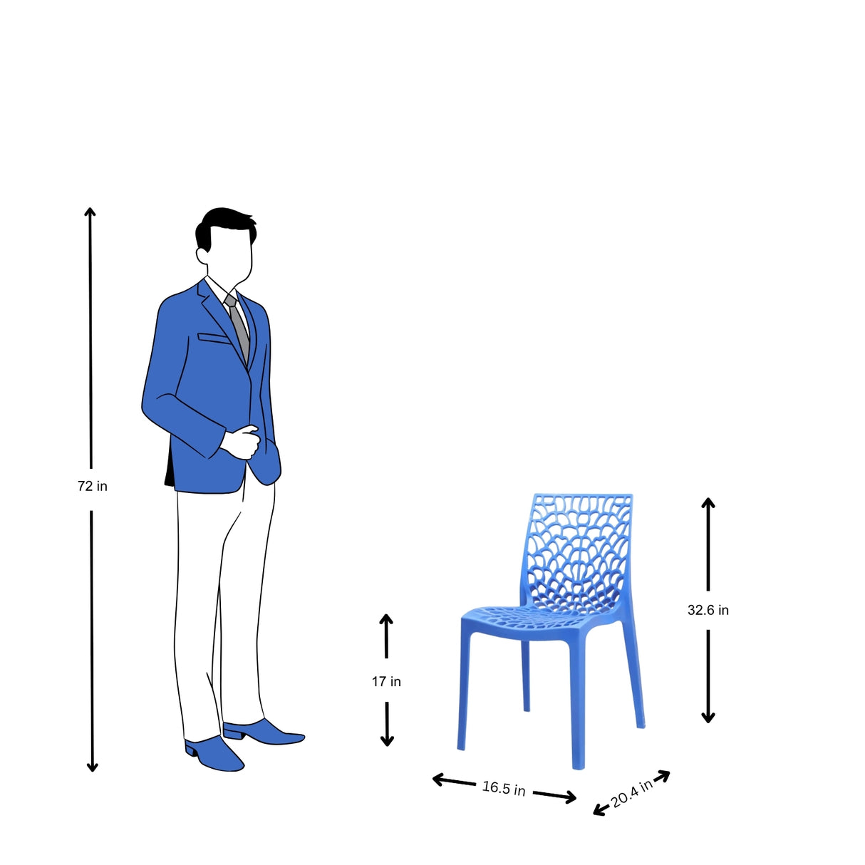 Settle Emperor Armless Plastic Chair - Blue_5