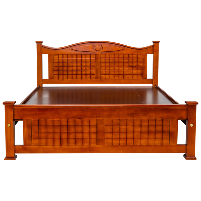 Sofia Pro Stylish Wooden Bed Queen Size - Teak Finish