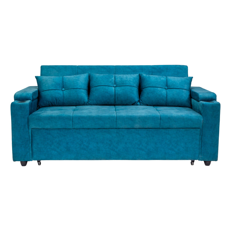 Stockholm Pro Contemporary Fabric Sofa Cum Bed with Adjustable Back - Blue