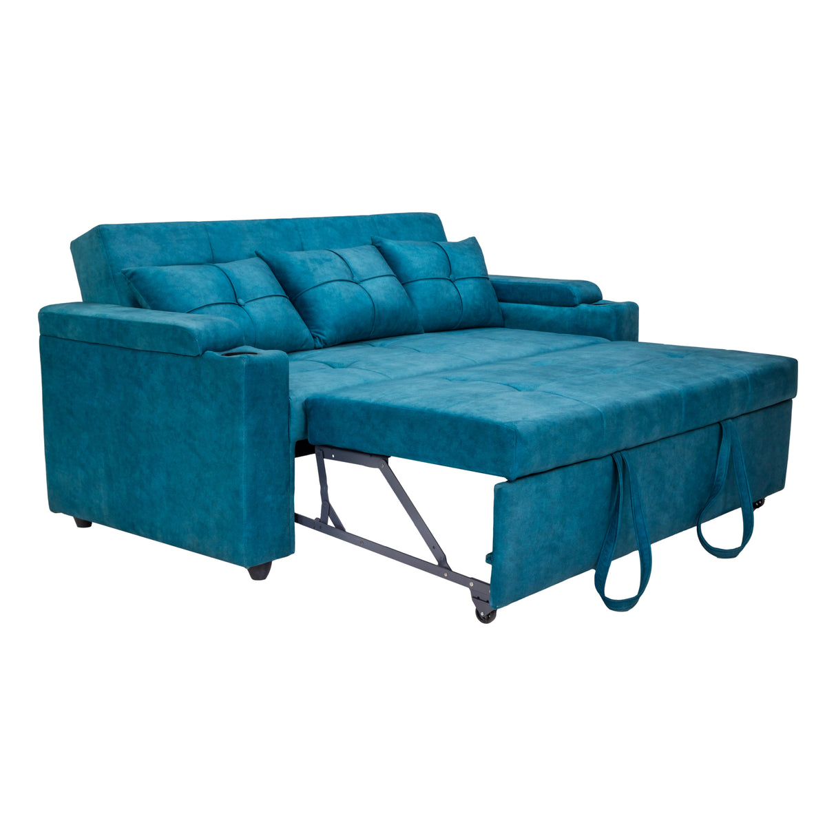 Stockholm Pro Contemporary Fabric Sofa Cum Bed with Adjustable Back - Blue