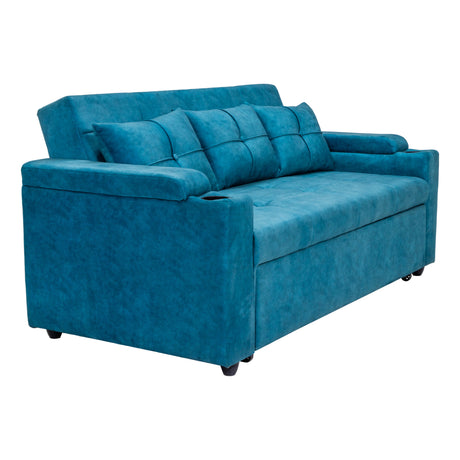 Stockholm Pro Contemporary Fabric Sofa Cum Bed with Adjustable Back - Blue