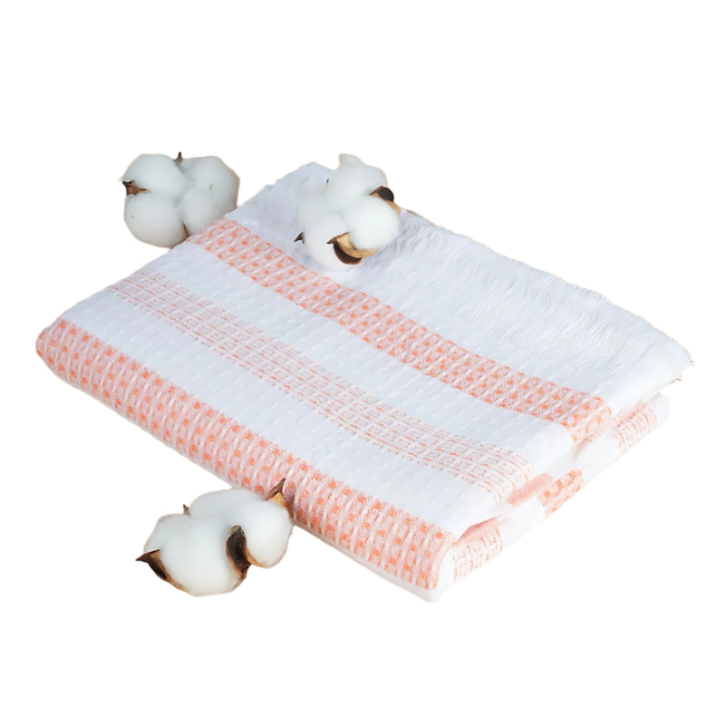 Doctor Towles Stripe Waffle Weave Bath Towel 70 x 140 cm - Orange