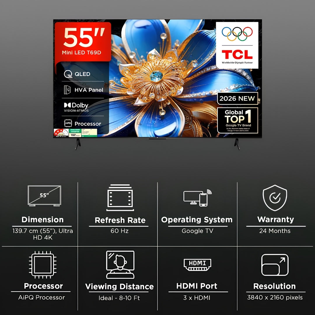 TCL 55T69D 4K UHD QLED - 55 Inch - Features View 1
