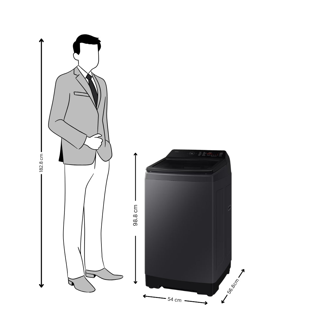 TOP LOAD 8KG WA80F08E2CTL - Dimension View - 5