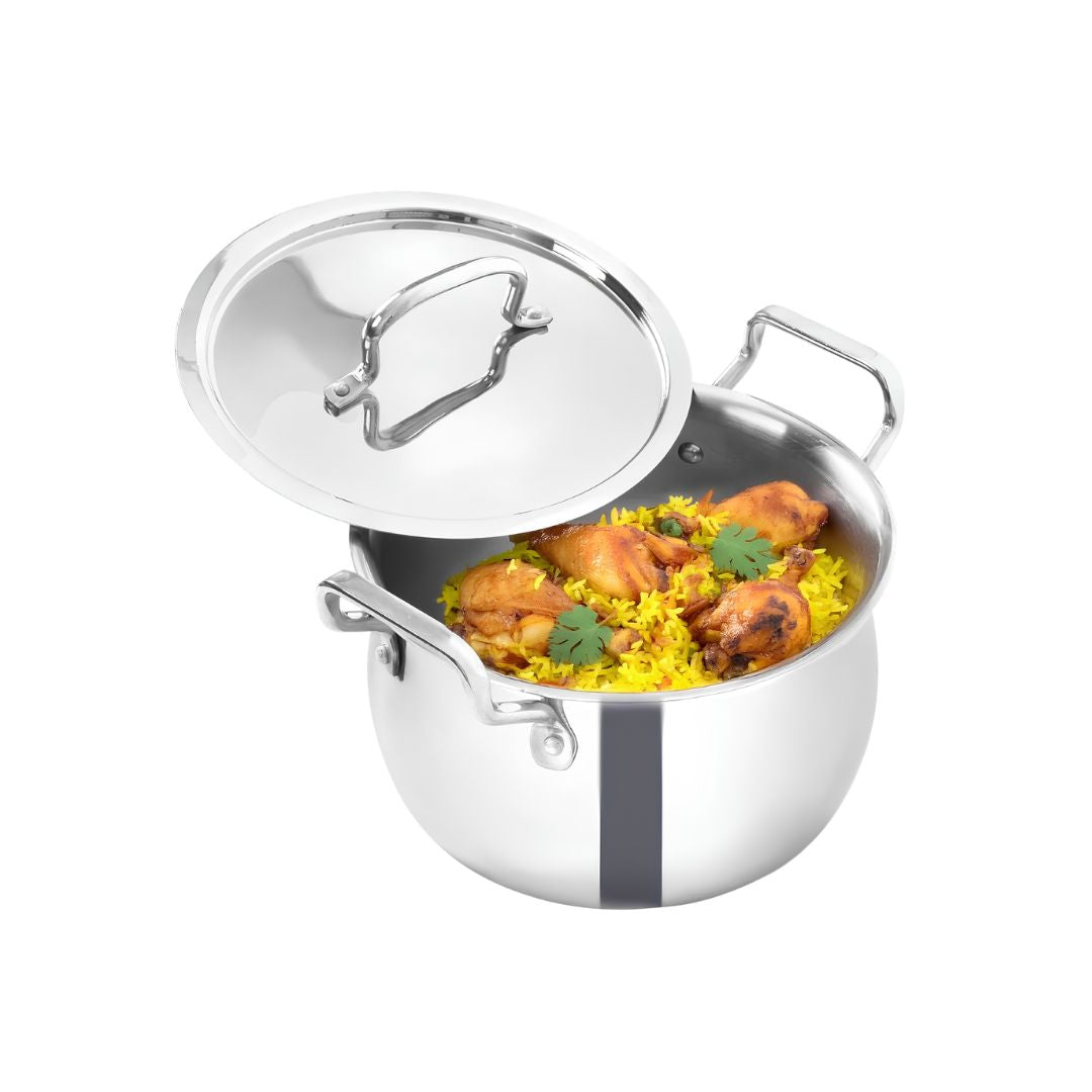 The Indus Valley Triply SS Casserole Handi with Lid 20 cm