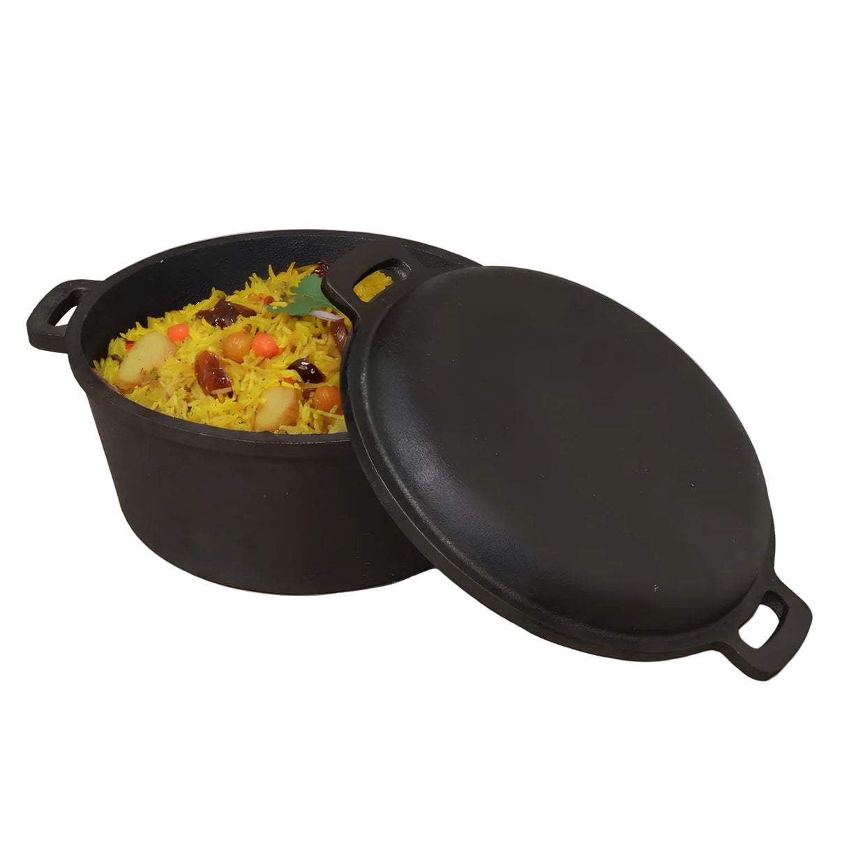 The Indus Valley Cast Iron 2 in 1 Dutch Oven with Lid 5 L - Black_1