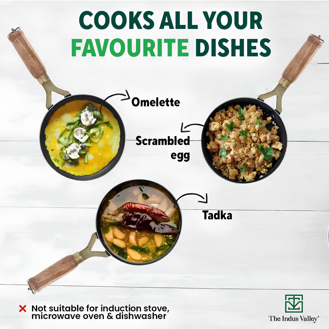 The Indus Valley Cast Iron Pre-Seasoned Tadka Pan 12.7 cm - Black_Features 7
