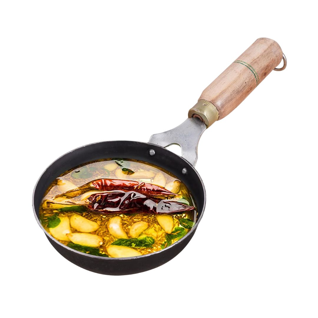 The Indus Valley Cast Iron Pre-Seasoned Tadka Pan 12.7 cm - Black_Front View