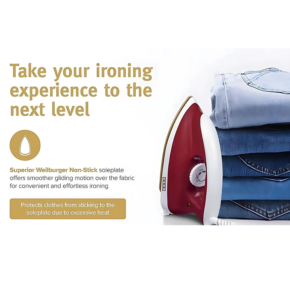 USHA EI Dry Iron Goliath GO1200WG 1200 Watts - Maroon_5
