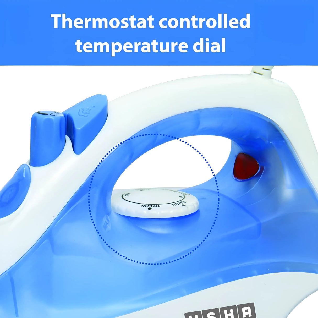 USHA SI TEFLON 3713 Steam Iron 1300 Watts 180ml - White and Blue_4