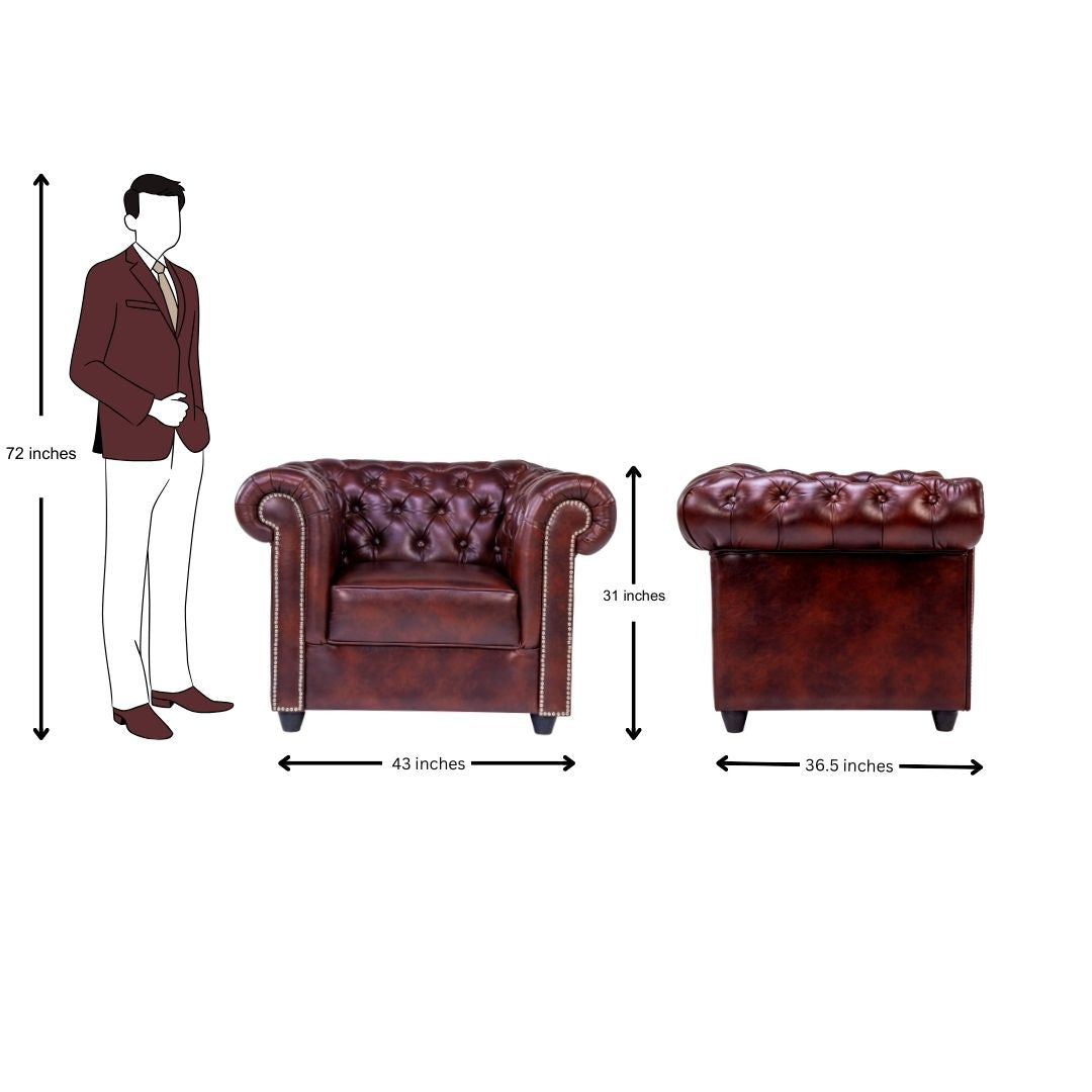 Lisbon Pro Chester Rexine Sofa Set (3+1+1 Seater) - Maroon