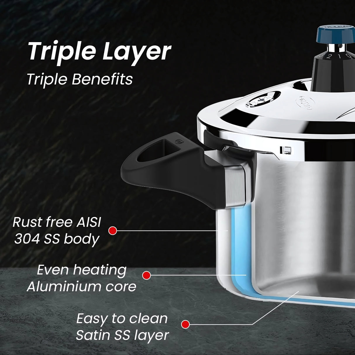 Ultra Krono Triply SS Pressure Cooker 3 L_4