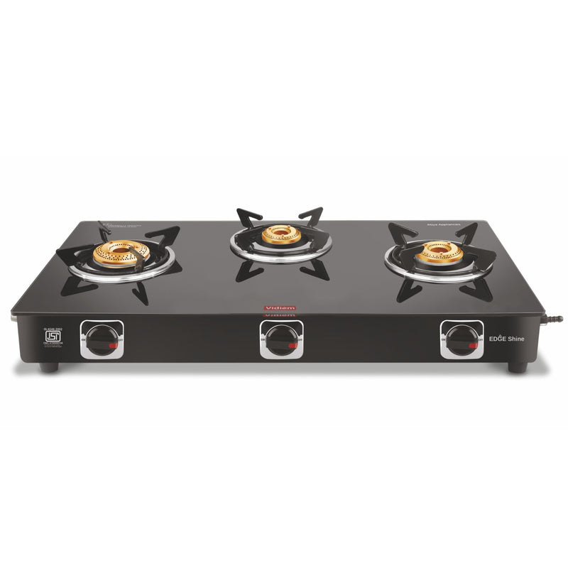Vidiem Edge Shine 3 Burner Gas Stove – Black