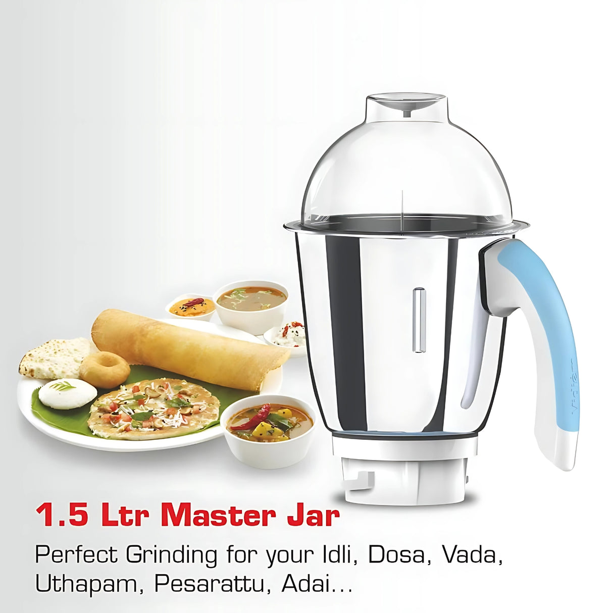 Vidiem Eva Super Blu Mixer Grinder 3 Stainless Steel Jars 750 Watts - Blue_4