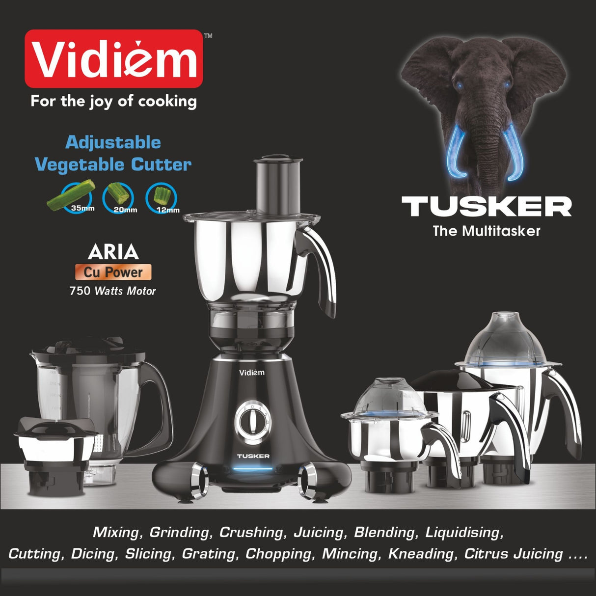 Vidiem Tusker Mixer Grinder 750 Watts - Black _2