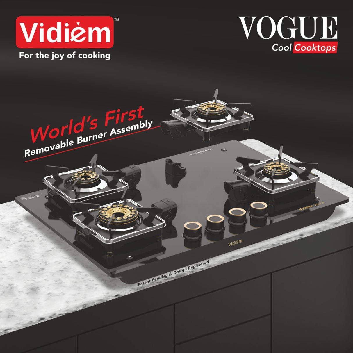 Vidiem Vogue 4 Burner Gas Stove – Black_3