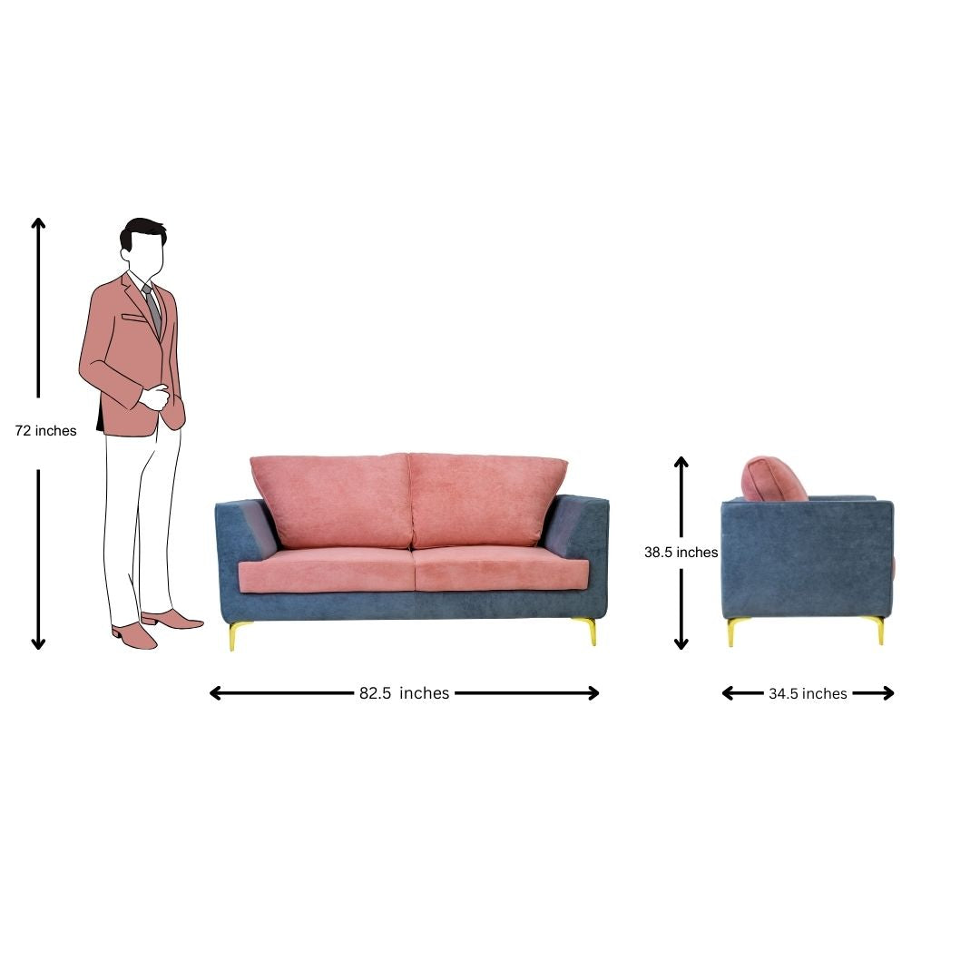 Vienna Fabric Sofa 3-Seater - Blue