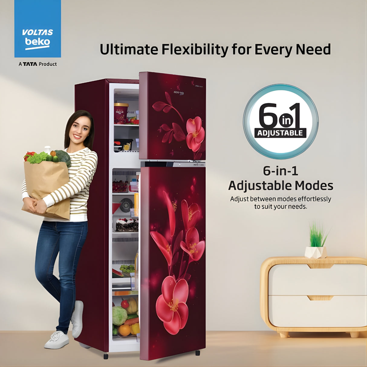 Voltas Beko RFF315D WPV300RMWD 1100935 268L 2-Star Frost-Free Double Door Refrigerator - Moonlight Wine_12