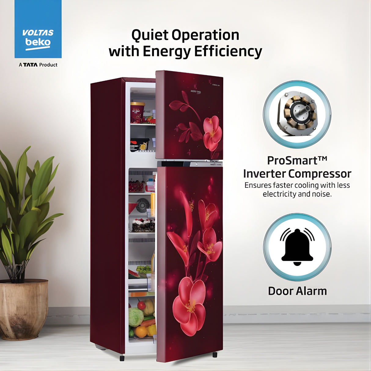 Voltas Beko RFF315D WPV300RMWD 1100935 268L 2-Star Frost-Free Double Door Refrigerator - Moonlight Wine_8