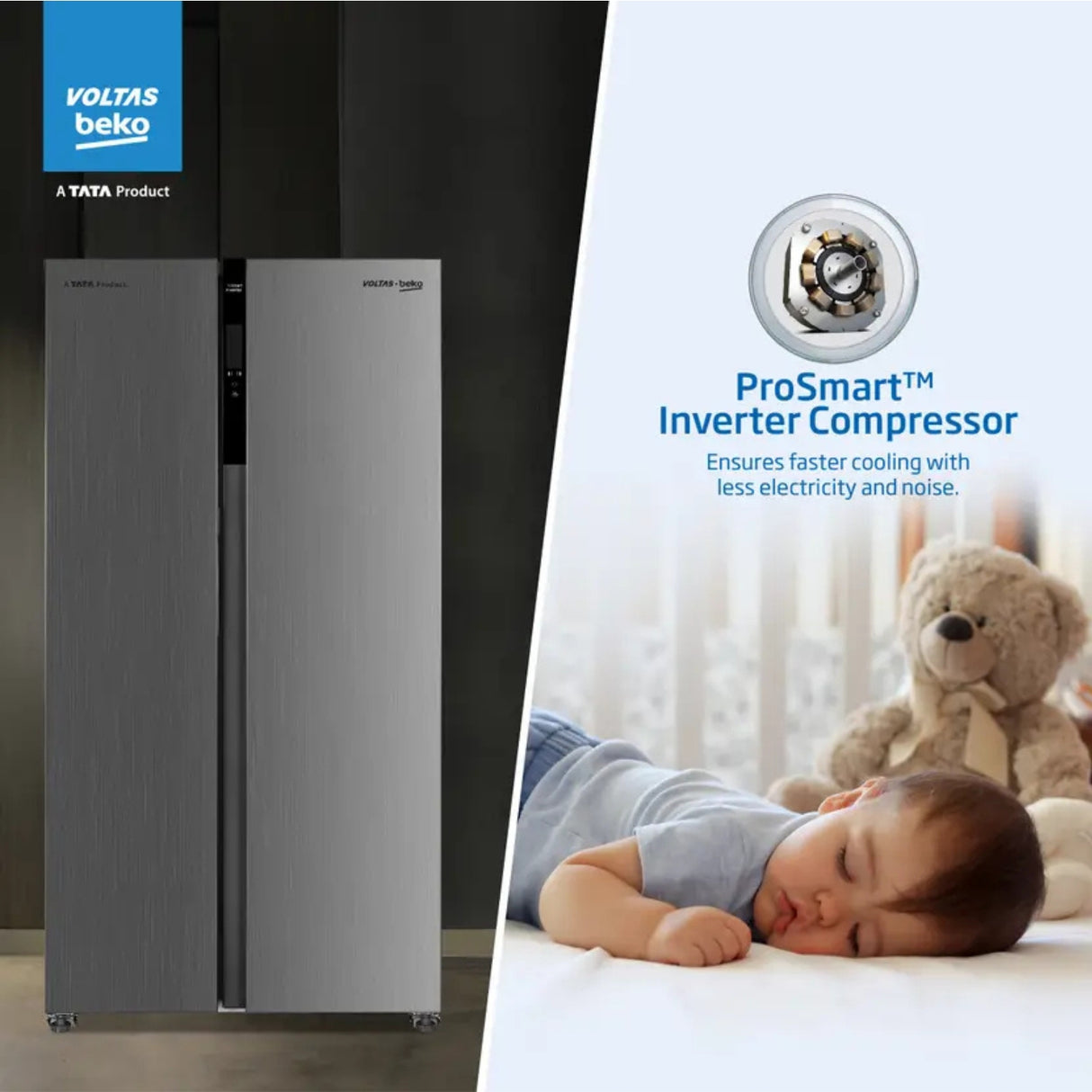 Voltas Beko RSB495/FPV300RXID 1101019 4 Star 472 L Side by Side Refrigerator – Inox Steel_10