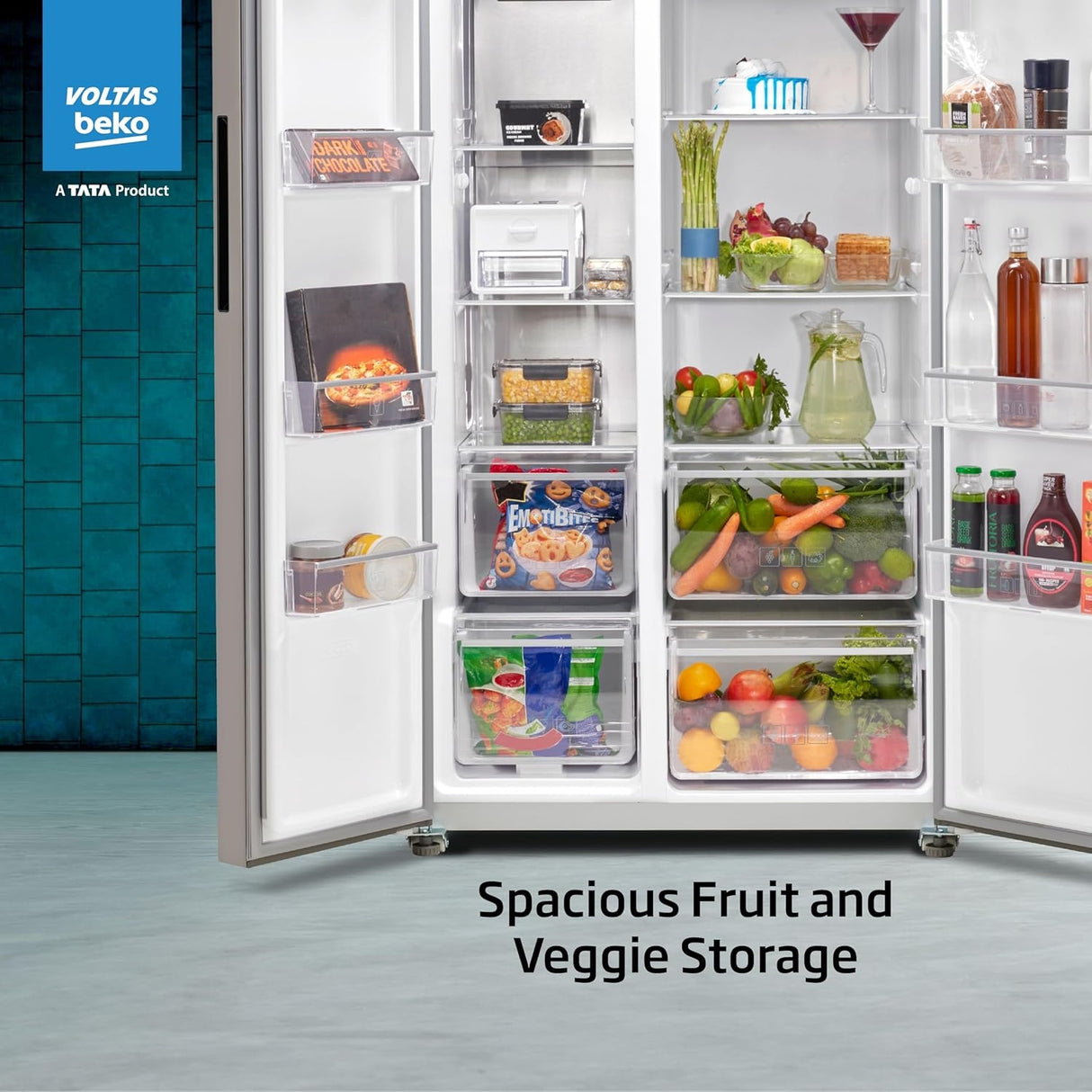 Voltas Beko RSB585/FPV300RXID 1101020 4 Star 563 L Side by Side Refrigerator – Inox Steel_5