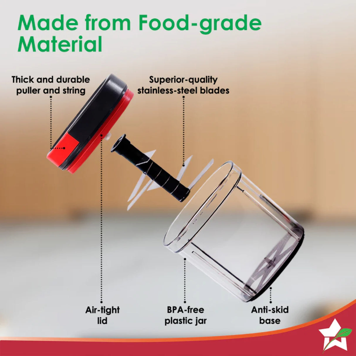 Wonderchef Glory String Vegetable Chopper with 6 Sharp SS Blade 900 ml - Black_5