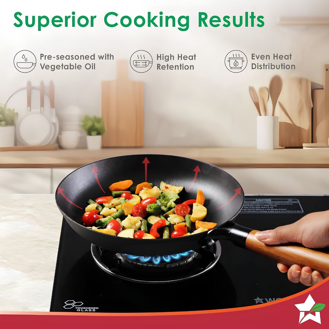 Wonderchef Pre-Seasoned Ferro Light Cast Iron Fry Pan 24 cm – Black _Features 4