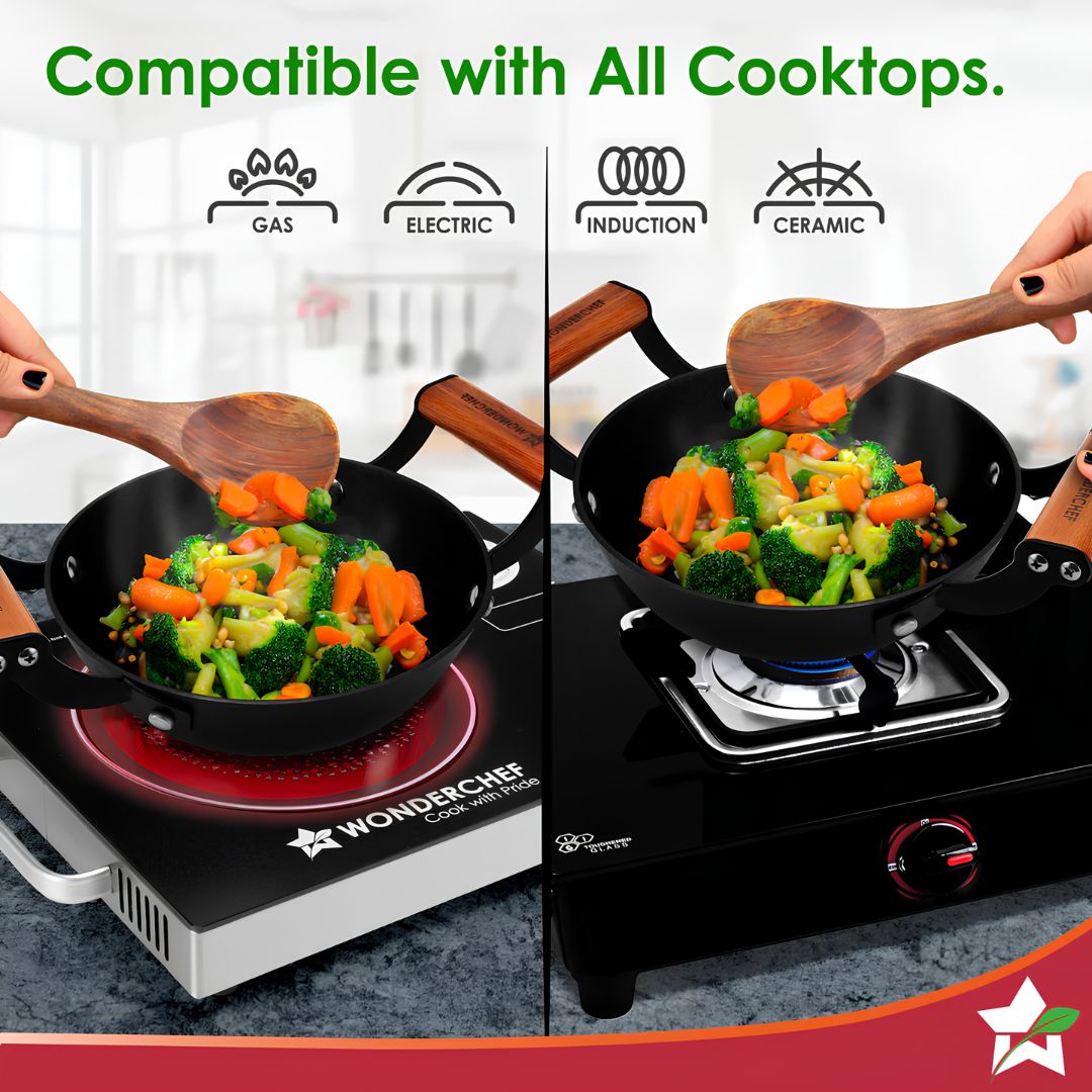 Wonderchef Pre-Seasoned Ferro Light Cast Iron Kadai 24 cm – Black_Features 6_