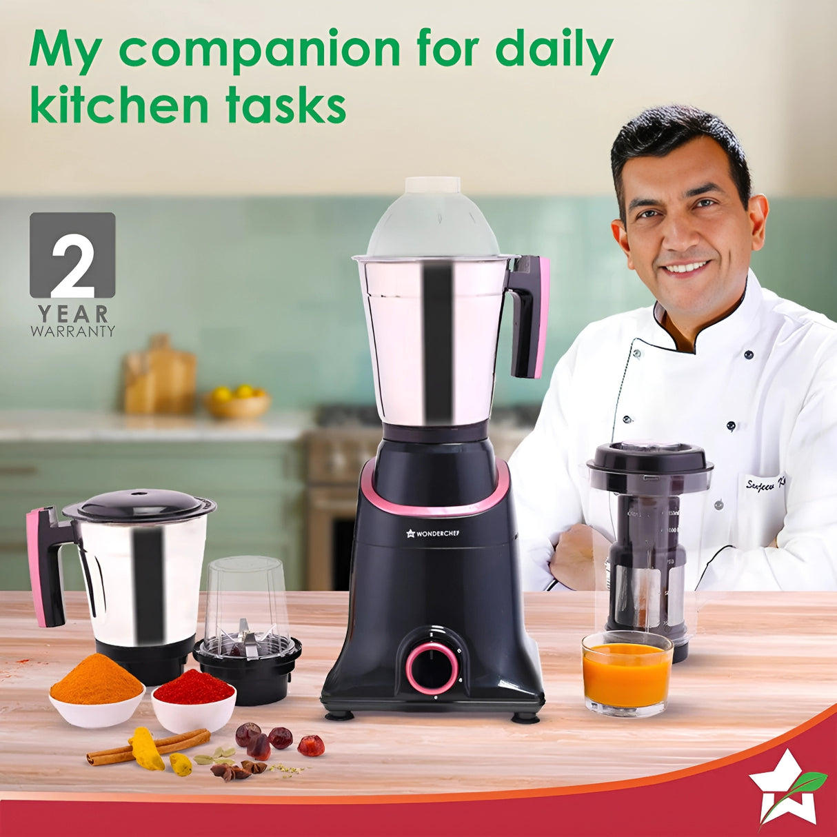 Wonderchef Select MG-750 Mixer Grinder 750 Watts – Black_3