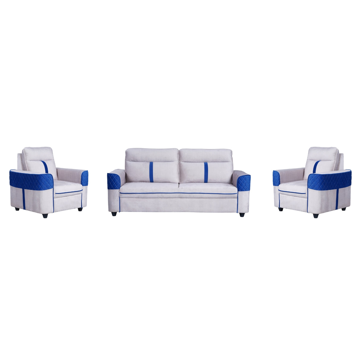 York Comfort Fabric Sofa (3+1+1-Seater) - Light Grey