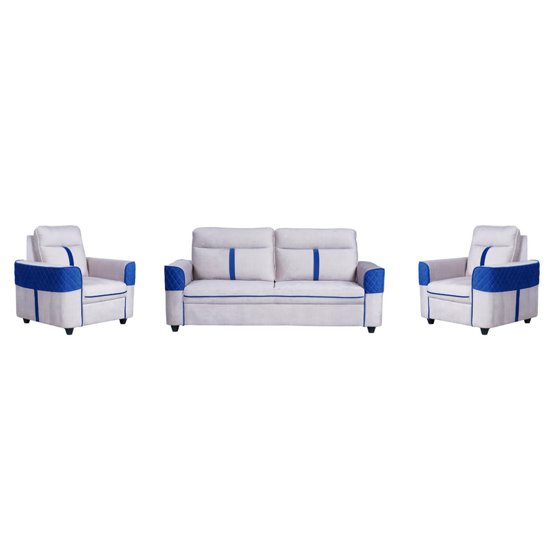 York Comfort Fabric Sofa (3+1+1-Seater) - Light Grey