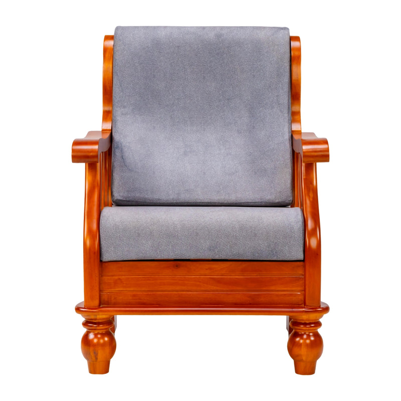 Denver Pro Luxe Wooden Sofa 1 Seater - Teak Finish