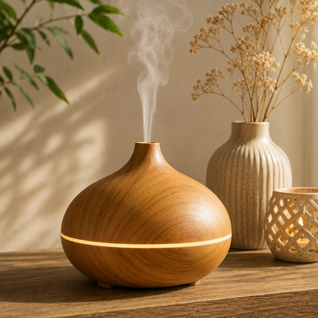 Wooden aroma diffuser with mist.