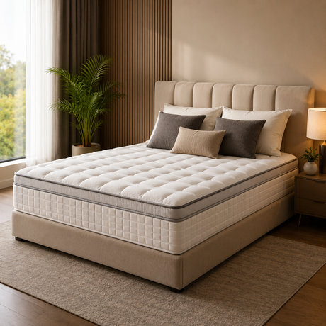 Premium mattress in a modern bedroom.