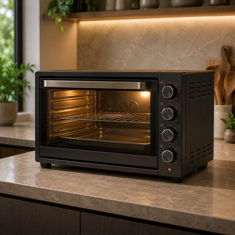 Modern countertop oven in a kitchen.