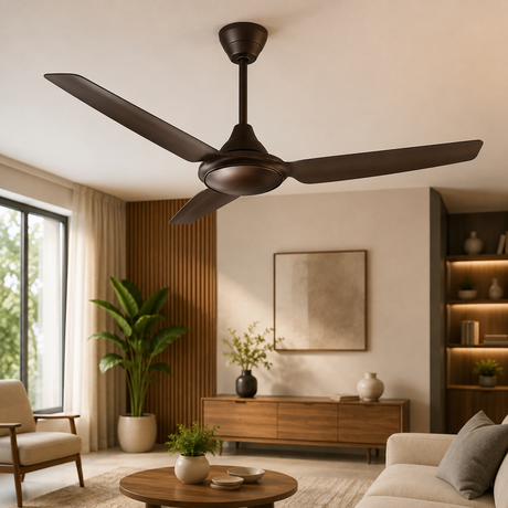 Modern ceiling fan in a living room.