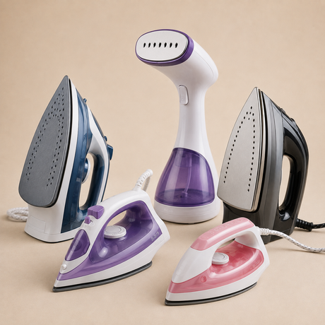 Irons and steamers for wrinkle-free clothes.