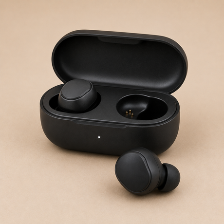 True wireless earbuds with charging case