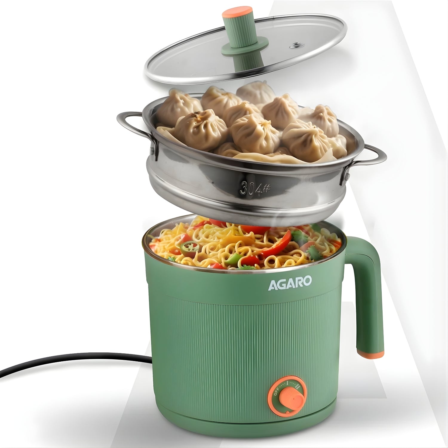 AGARO 33874 Regency 600 W Multi Cook Kettle 1.2 L – Sea Green_1