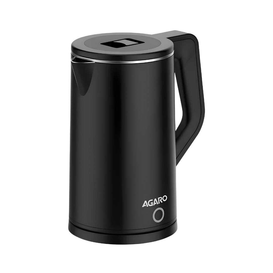 AGARO 33897 Elegant Double-Layered Stainless Steel Inner Body Electric Kettle 1.8 L – Black_Front View