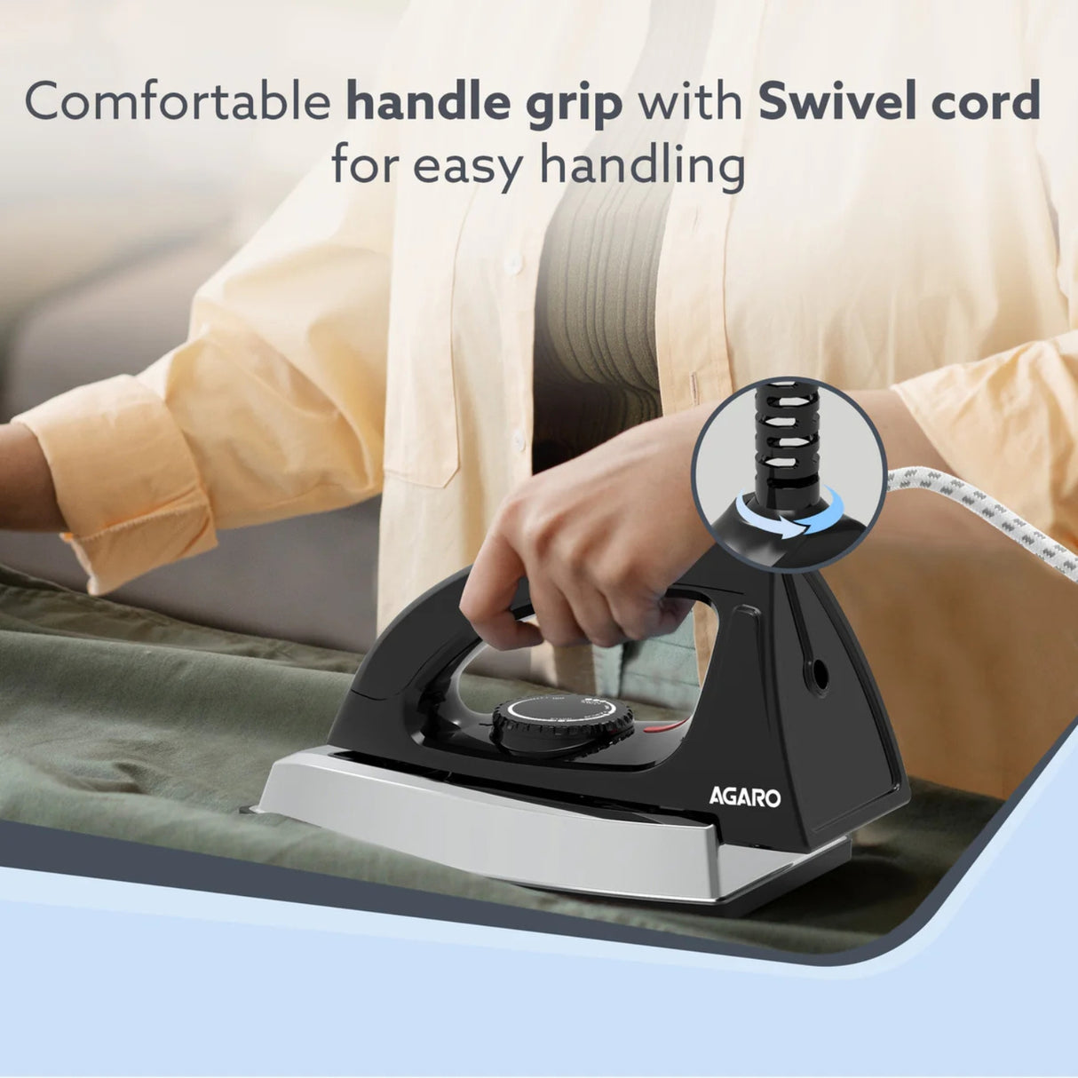 Agaro 34002 Regal Heavy Weight Electric Dry Iron 1000 Watts - Black_3