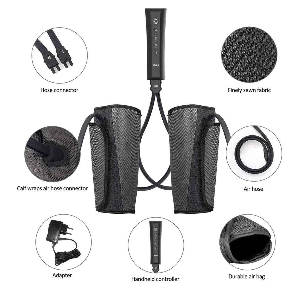 Agaro Air Calf Leg Massager 12 Watts - Grey_4