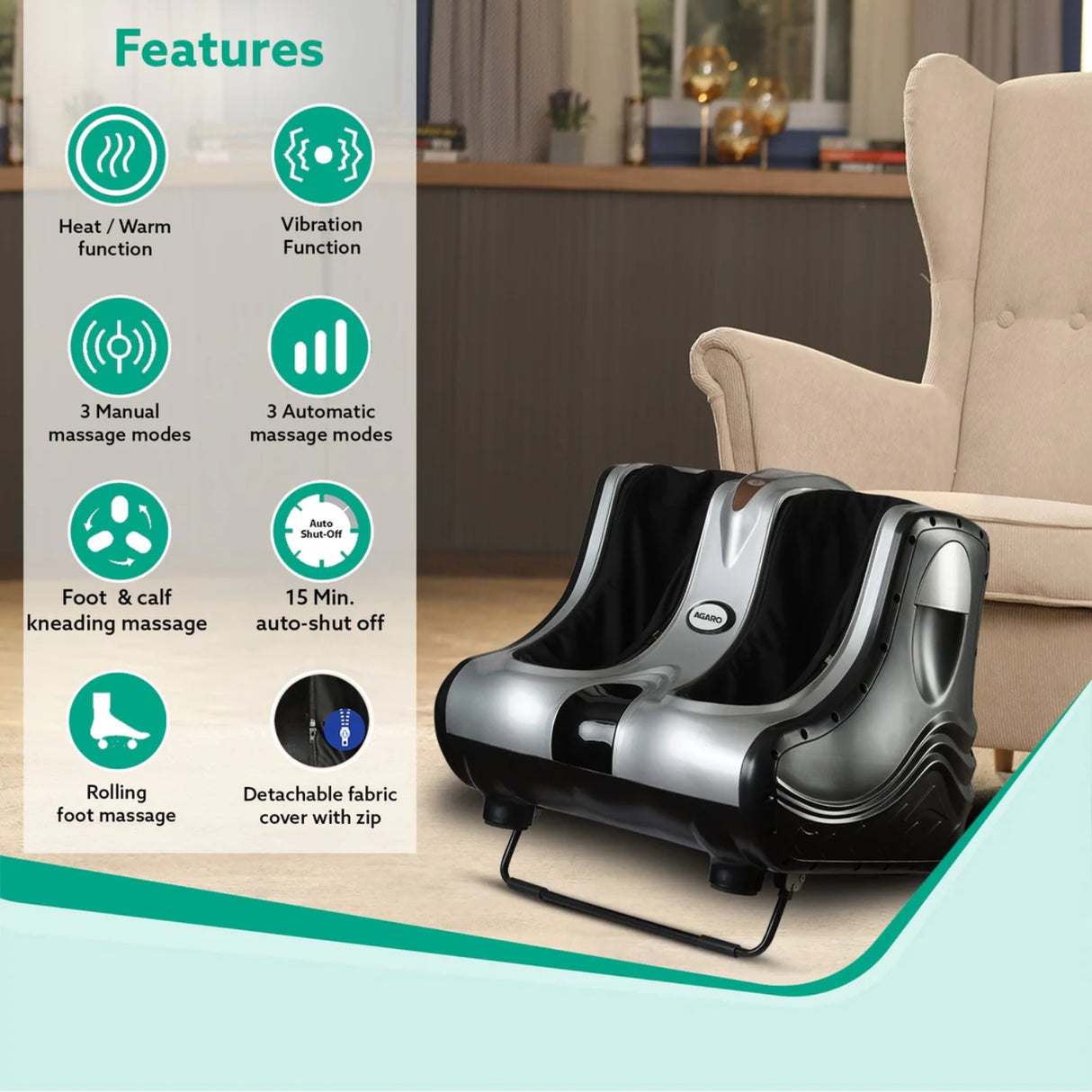 Agaro Amaze Leg Massager 80 Watts - Black_5