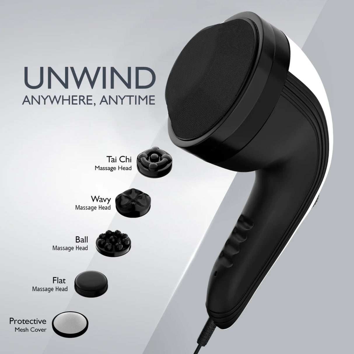 Agaro Atomplushandheld Body Massager 28 Watts - White and Black_2