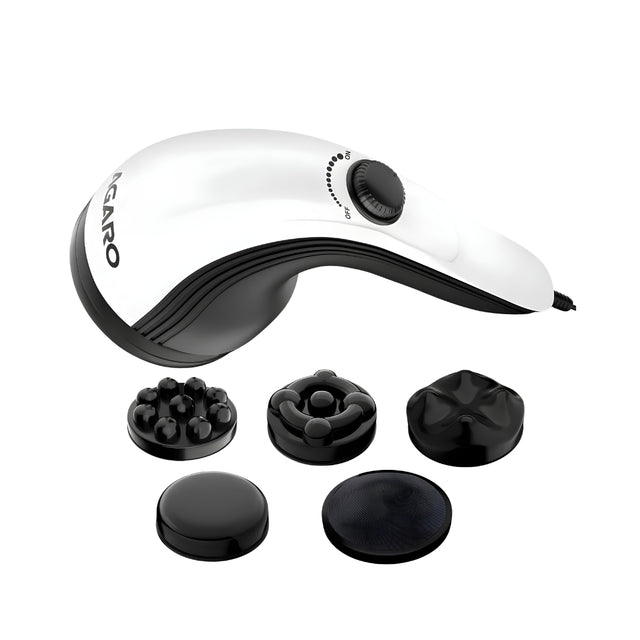 Agaro Atomplushandheld Body Massager 28 Watts - White and Black_Frontview