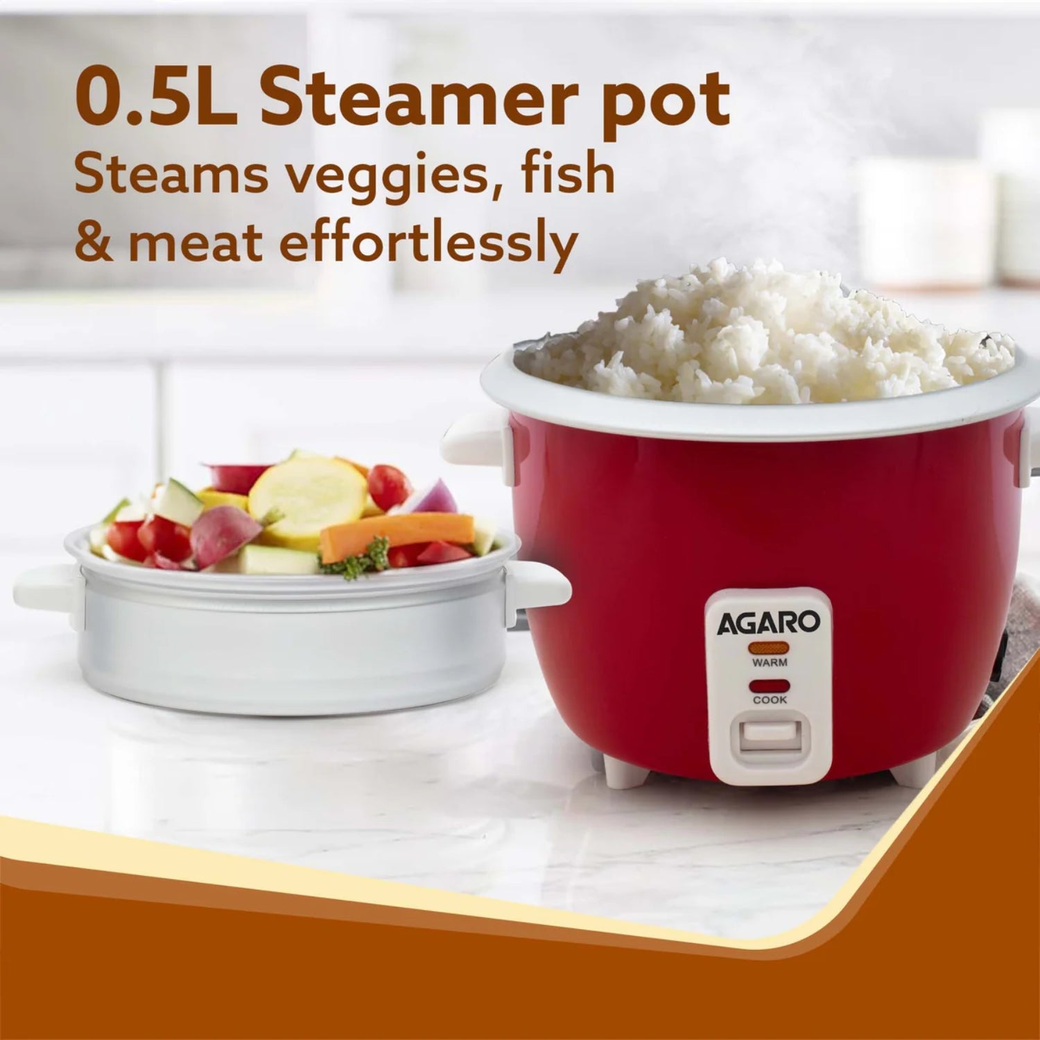 Agaro Elegant 33957 Electric Rice Cooker 1 L - Red_3