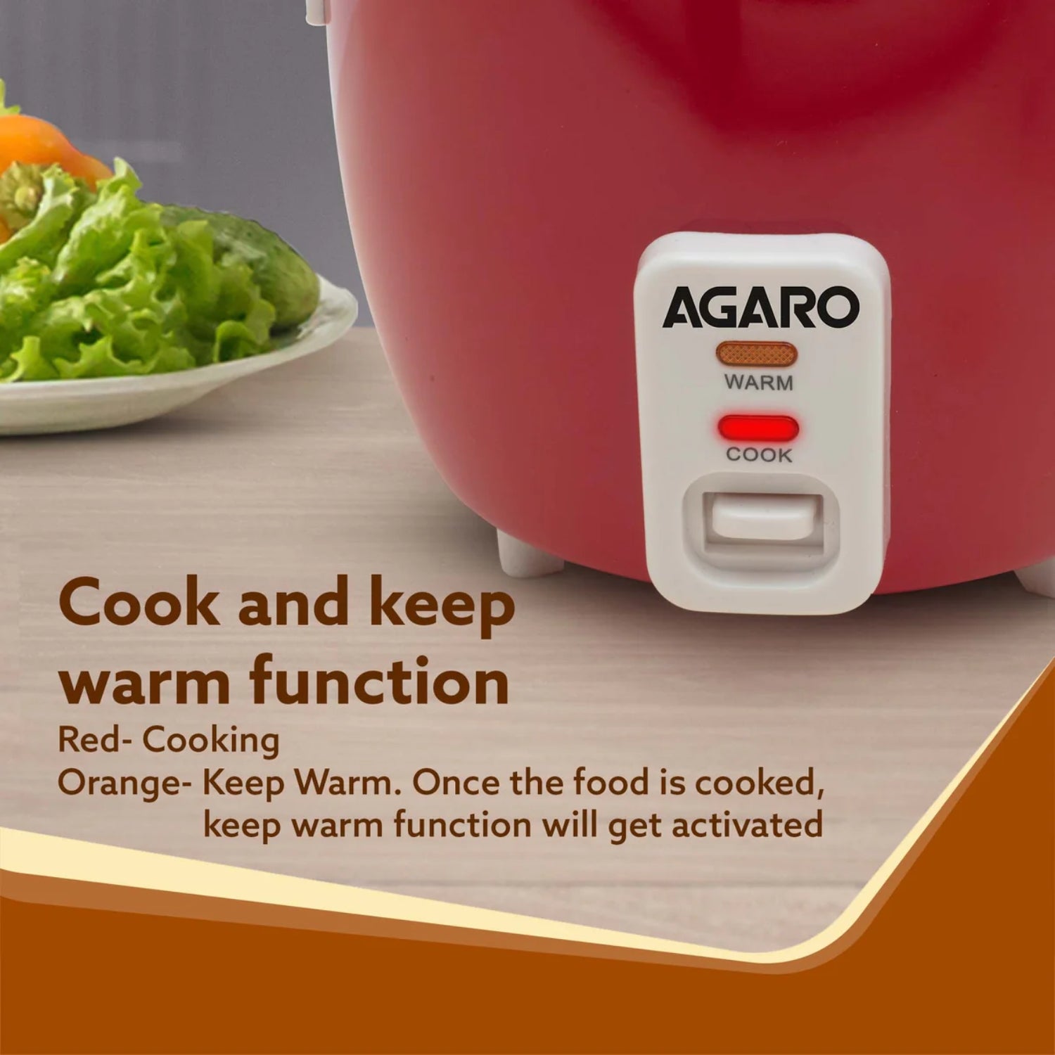 Agaro Elegant 33957 Electric Rice Cooker 1 L - Red_4
