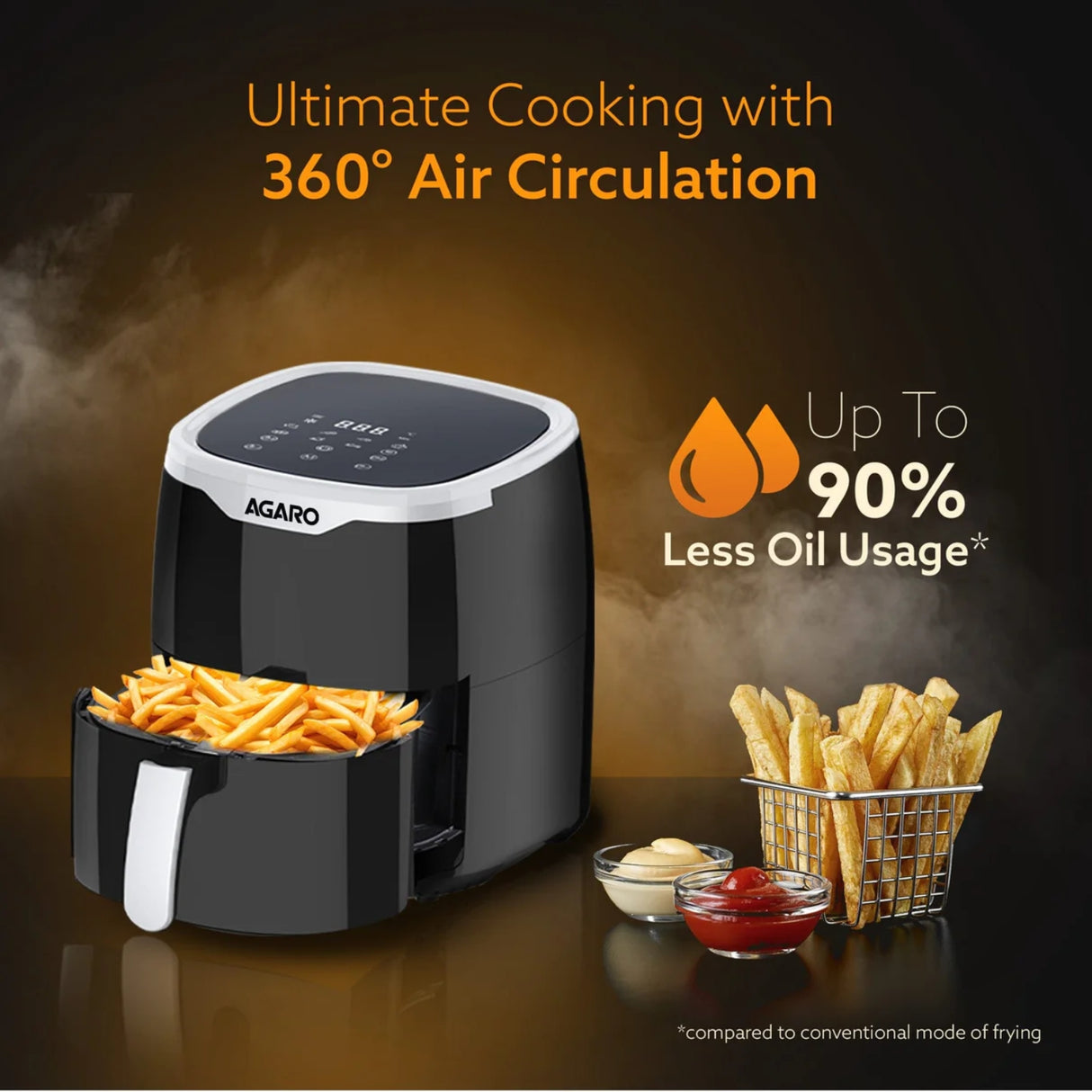 Agaro Galaxy Digital Air Fryer 1400 Watts - Black_2